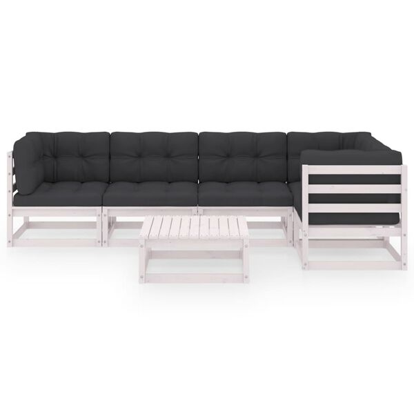 vidaXL 6 Piece Garden Lounge Set with Cushions Solid Pinewood