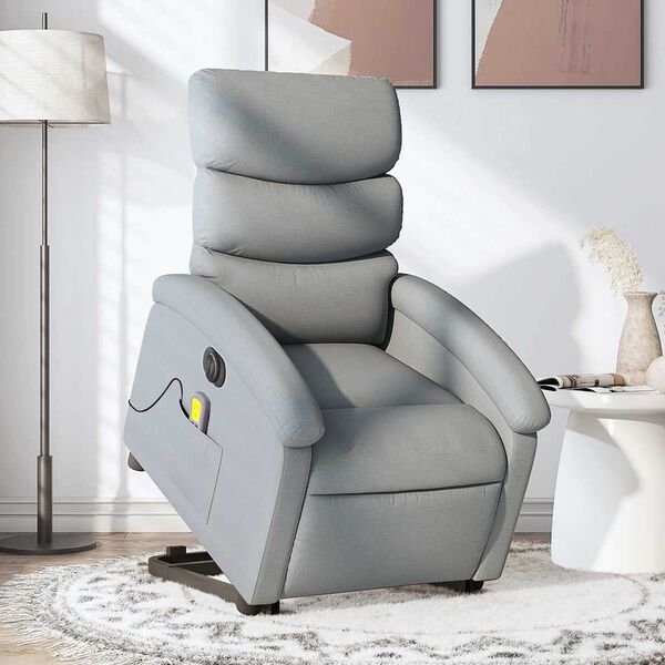 vidaXL Electric Stand up Massage Recliner Chair Light Grey Fabric