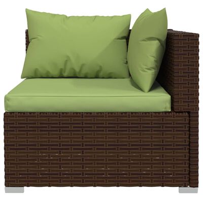 vidaXL 11 Piece Garden Lounge Set with Cushions Poly Rattan Brown