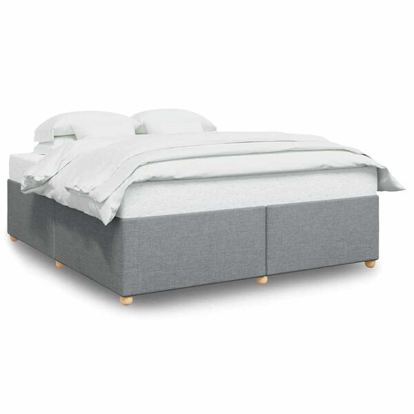 vidaXL Bed Frame without Mattress Light Grey King Fabric