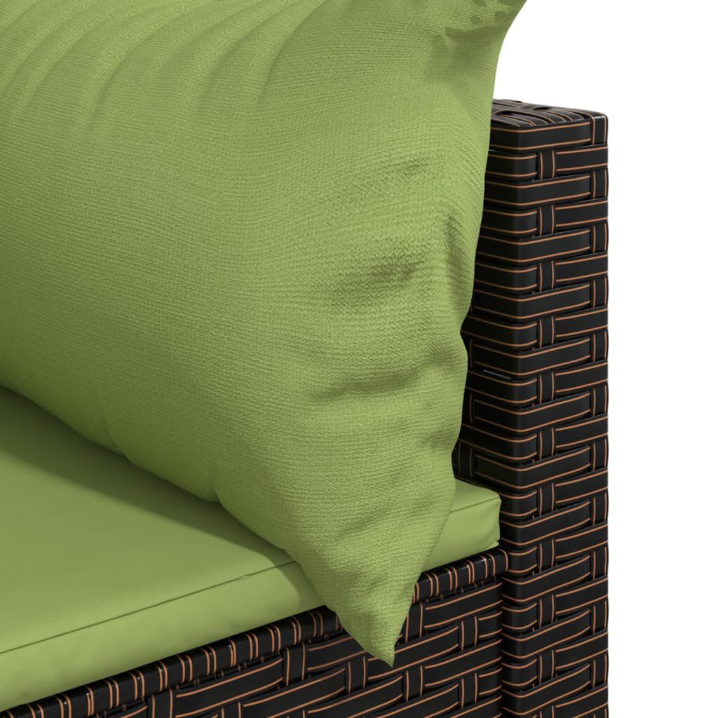 vidaXL Garden Corner Sofa with Cushions Brown Poly Rattan