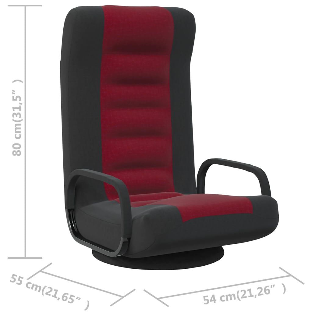 vidaXL Swivel Floor Chair Black and Wine Red Fabric