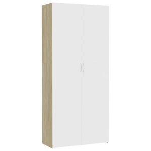vidaXL Storage Cabinet White and Sonoma Oak 80x35.5x180 cm Engineered Wood