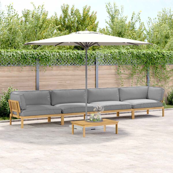 vidaXL Sofa Set with Cushion Plain Manual 5 pcs Grey Solid Acacia Wood
