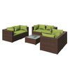 vidaXL 7 Piece Garden Lounge Set with Cushions Poly Rattan Brown