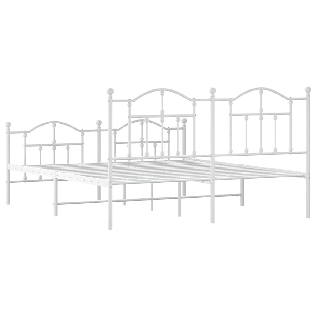 vidaXL Metal Bed Frame without Mattress with Footboard White 183x213cm