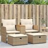 vidaXL Garden Sofa 2-Seater with Stools Beige Poly Rattan