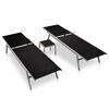 vidaXL Sun Loungers 2 pcs with Table Steel and Textilene Black