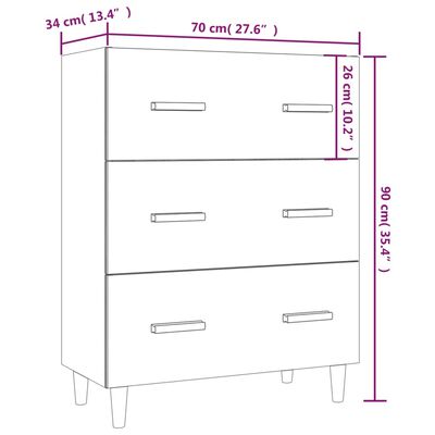 vidaXL Sideboard White 70x34x90 cm Engineered Wood