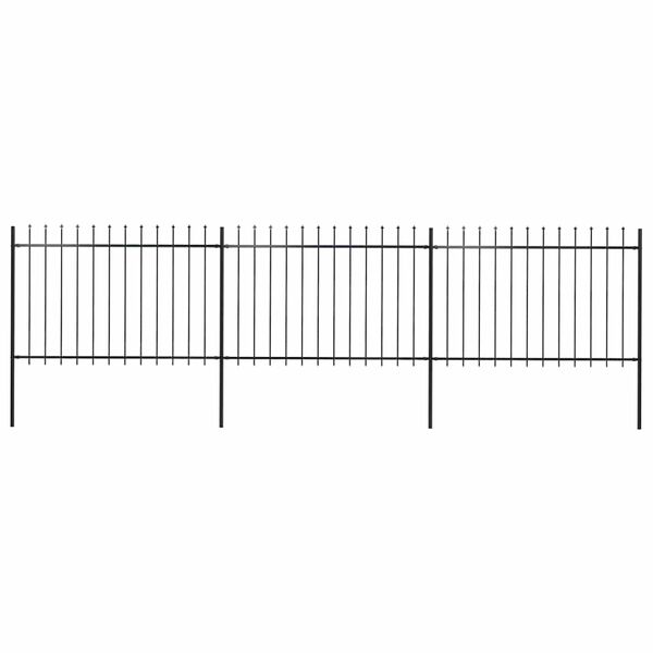 vidaXL Garden Fence with Spear Top Steel 537x120 cm Black