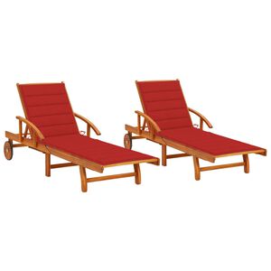 vidaXL Sun Loungers 2 pcs with Cushions Solid Wood Acacia
