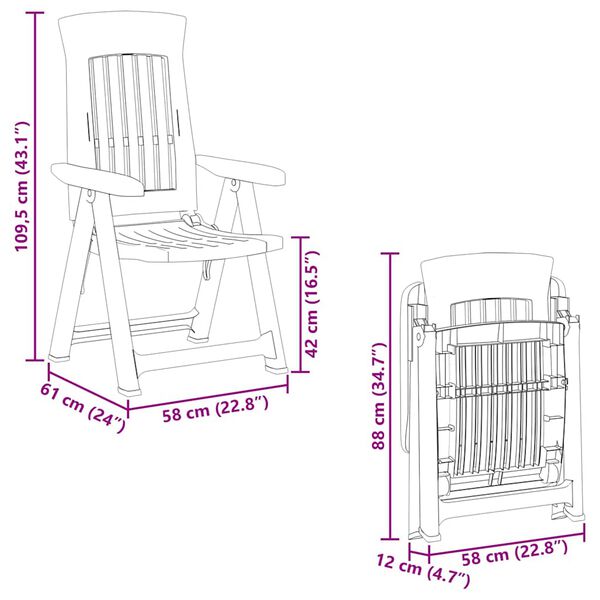 vidaXL Garden Reclining Chairs 2 pcs Anthracite PP