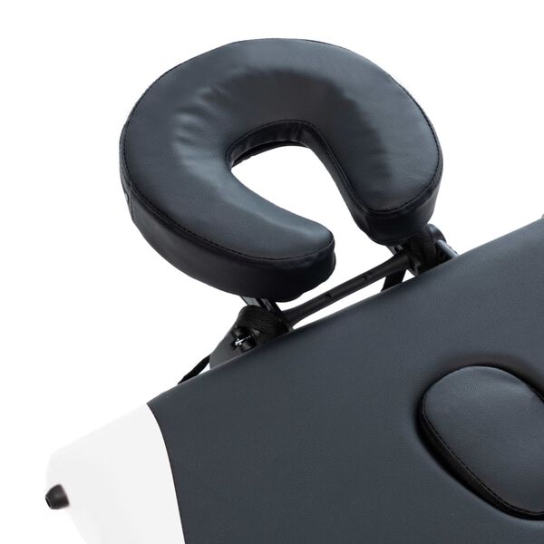 vidaXL 4-Zone Foldable Massage Table Aluminium Black and White