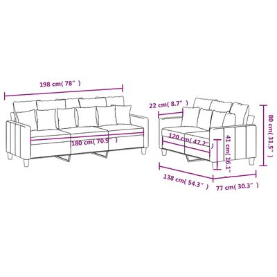 vidaXL 2 Piece Sofa Set with Cushions Dark Grey Fabric