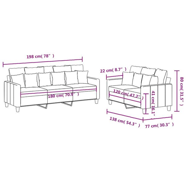 vidaXL 2 Piece Sofa Set with Cushions Dark Grey Fabric