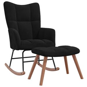 vidaXL Rocking Chair with a Stool Black Velvet