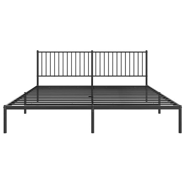 vidaXL Metal Bed Frame without Mattress with Headboard Black 193x203cm