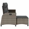 vidaXL Reclining Garden Sofa with Cushions L-shaped Grey Poly Rattan