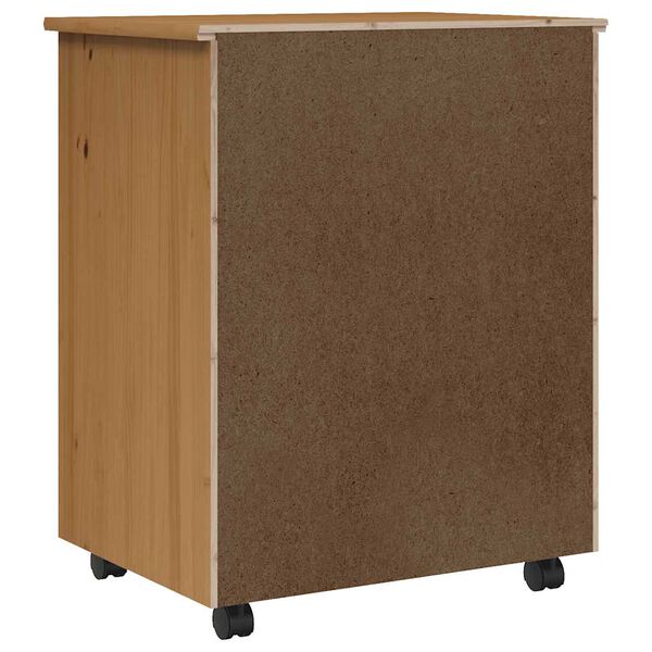 vidaXL Rolling Cabinet with Drawers MOSS Honey Brown Solid Wood Pine