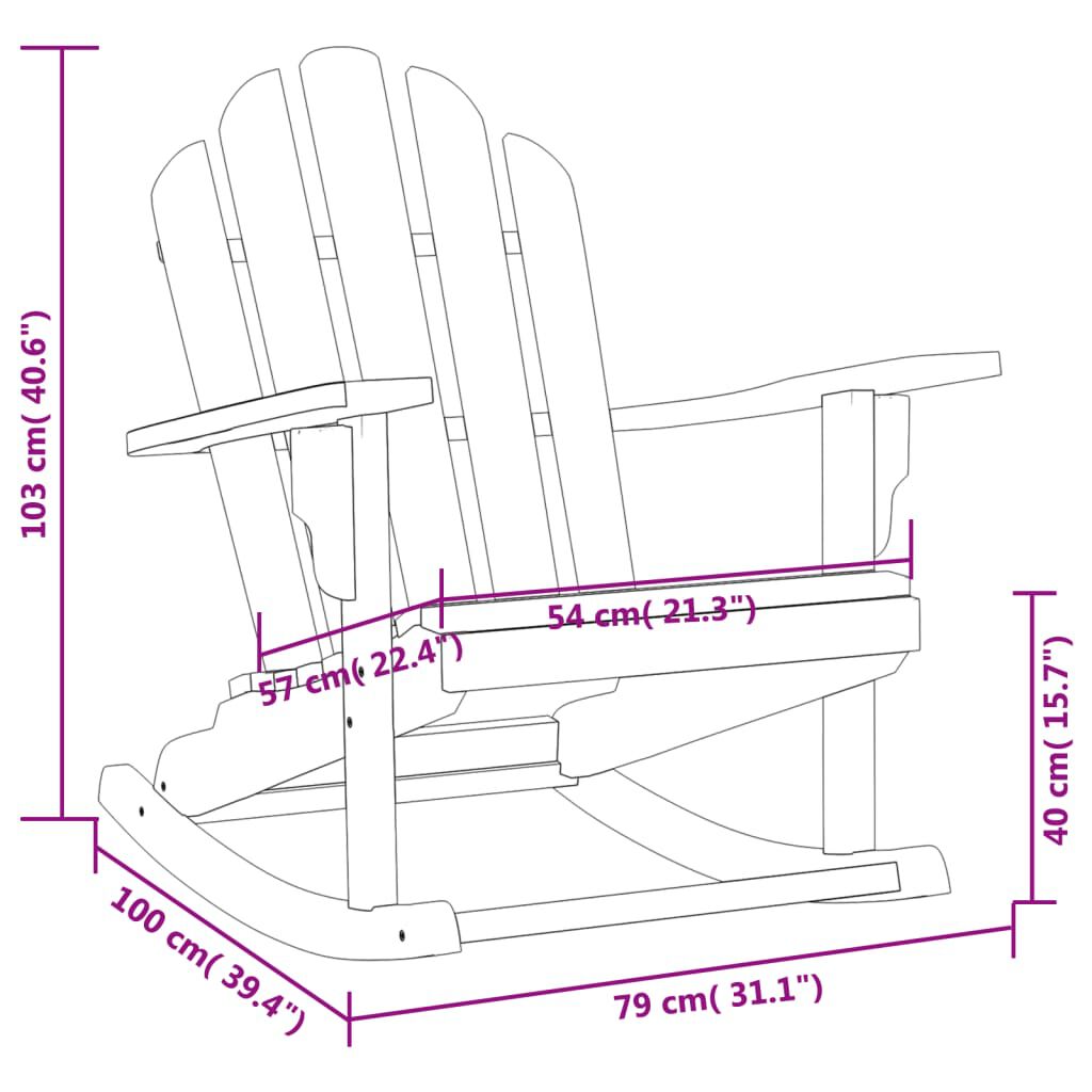 vidaXL Garden Adirondack Rocking Chair 79x100x103 cm Solid Wood Teak
