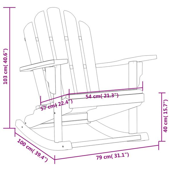 vidaXL Garden Adirondack Rocking Chair 79x100x103 cm Solid Wood Teak
