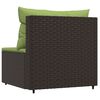 vidaXL Garden Middle Sofa with Cushions Brown Poly Rattan