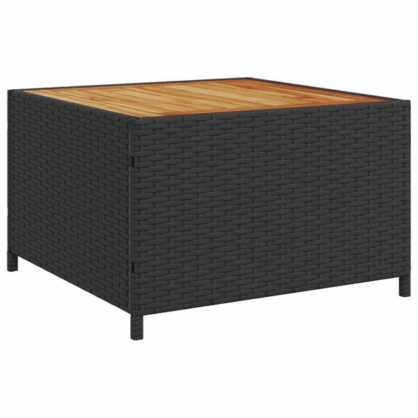 vidaXL Garden Sofa with Table and Cushions L-Shaped Black Poly Rattan