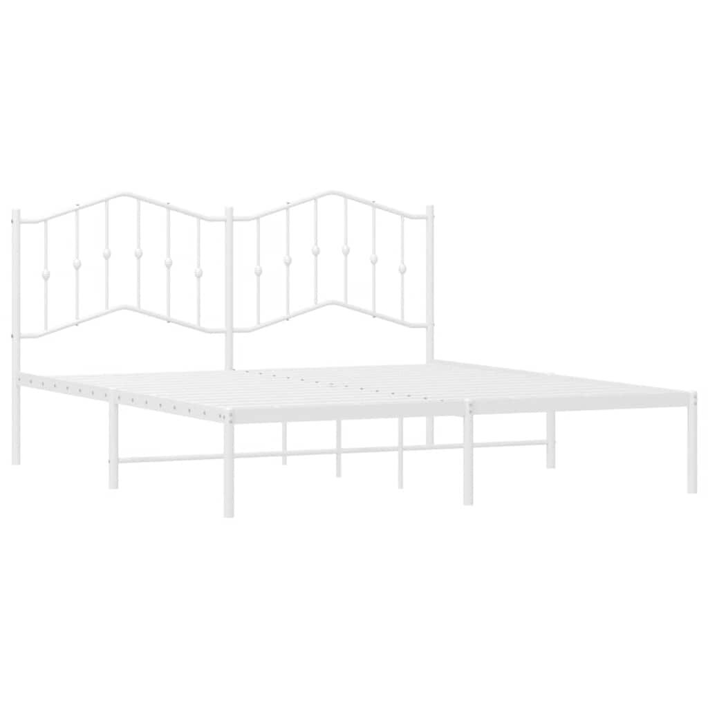 vidaXL Metal Bed Frame without Mattress with Headboard White 183x213cm