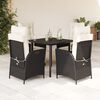 vidaXL 5 Piece Garden Dining Set with Cushions Black Poly Rattan