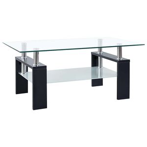 vidaXL Coffee Table Black and Transparent 95x55x40 cm Tempered Glass