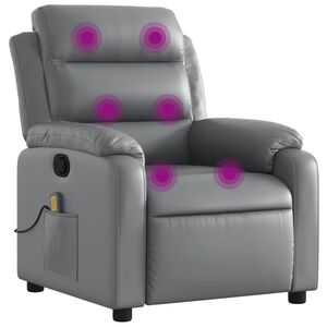 vidaXL Massage Recliner Chair Grey Faux Leather