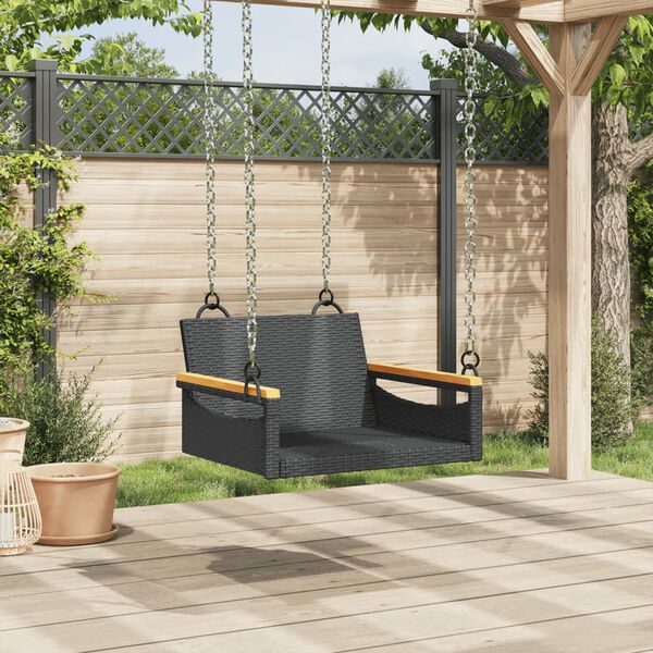 vidaXL Swing Bench Black 63x62x40 cm Poly Rattan