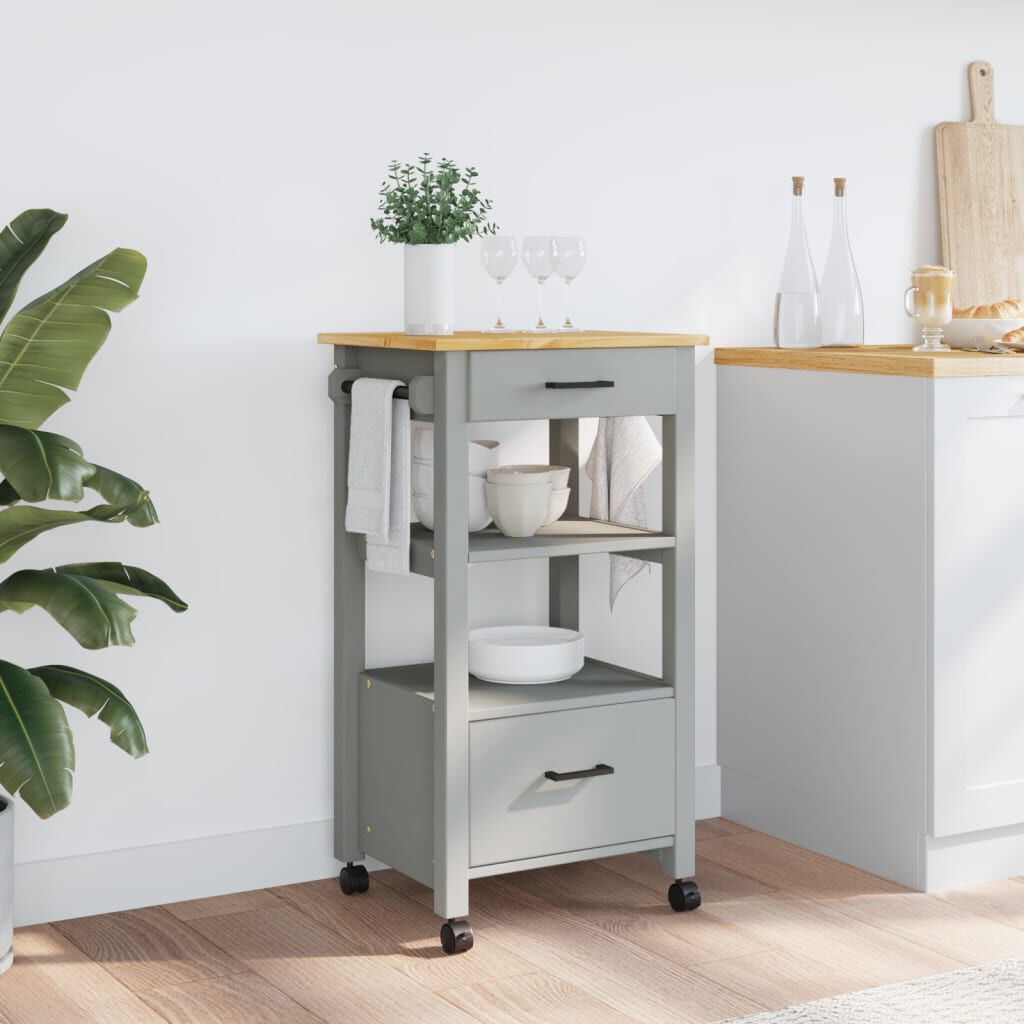 vidaXL Kitchen Trolley MONZA 48x40x90 cm Solid Wood Pine