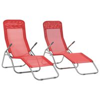 vidaXL Folding Sun Loungers 2 pcs Textilene Red