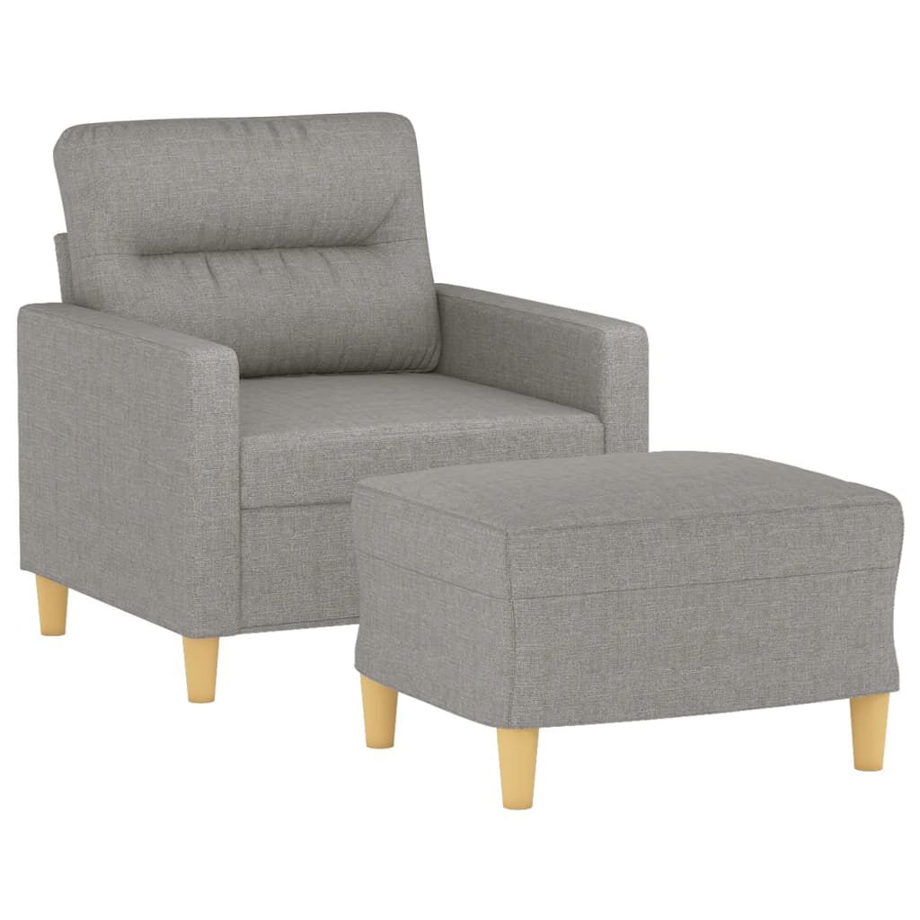 vidaXL Sofa Chair with Footstool Light Grey 60 cm Fabric