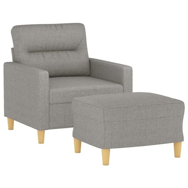 vidaXL Sofa Chair with Footstool Light Grey 60 cm Fabric