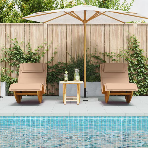 vidaXL Rocking Sun Loungers with Cushions 2 pcs Solid Wood Acacia