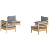 vidaXL 4 Piece Garden Lounge Set with Grey Cushions Pinewood