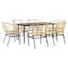 vidaXL 7 Piece Garden Dining Set Brown Poly Rattan Glass