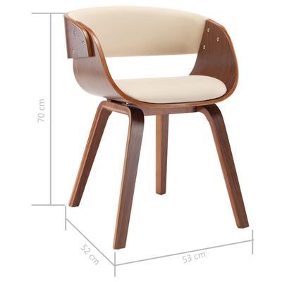 vidaXL Dining Chair Cream Bent Wood and Faux Leather