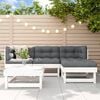 vidaXL 5 Piece Garden Lounge Set with Cushions White Solid Wood