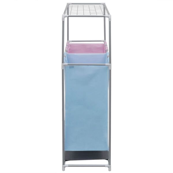 2-Section Laundry Sorter Hamper with a Top Shelf for Drying