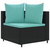 vidaXL 3 Piece Garden Sofa Set with Cushions Black Poly Rattan