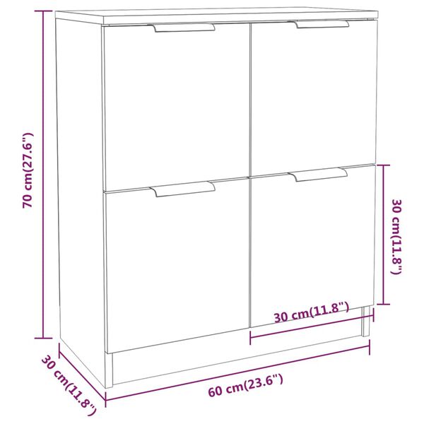 vidaXL Sideboards 2 pcs Sonoma Oak 60x30x70 cm Engineered Wood