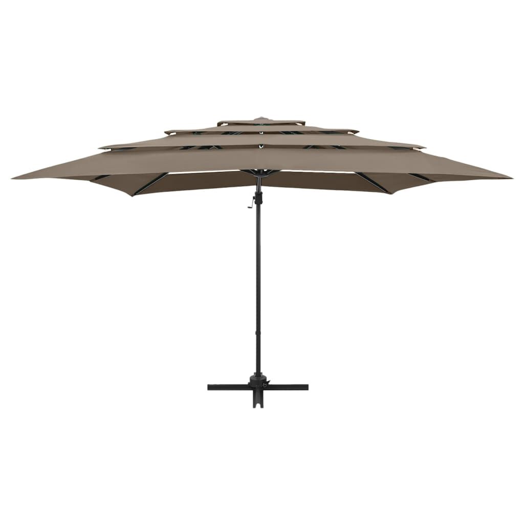 vidaXL 4-Tier Garden Parasol with Aluminium Pole Taupe 250x250 cm