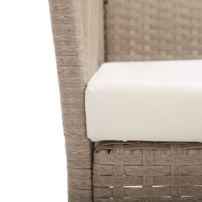 vidaXL Garden Armchairs with Cushions 2 pcs Beige Poly Rattan