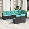 vidaXL Garden Sofa Set 8 pcs Black and Turquoise Poly Rattan