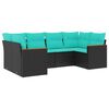 vidaXL 6 Piece Garden Sofa Set with Cushions Black Poly Rattan