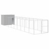 vidaXL Dog House with Run Light Grey 214x1069x181 cm Galvanised Steel