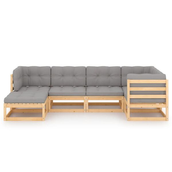 vidaXL 6 Piece Garden Lounge Set with Cushions Solid Pinewood